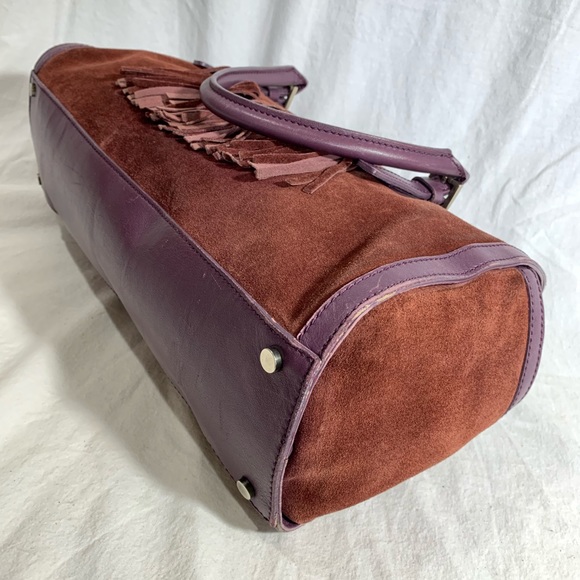 BURBERRY Purple Suede Fringed Barrel Tassel - Picture 6 of 14